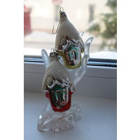 Винтажные стеклянные игрушки "Домики сказочные" 80-е года