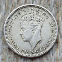 Малайзия 5 центов 1945 года, АU. Георг VI. Серебро! Сторгуй за свою цену, предложи обмен!