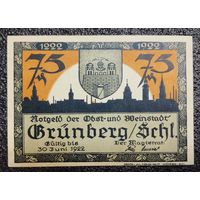 75 пфеннигов Германия 1922 г. Грюнберг (Grunberg) нотгельд