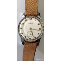 Часы наручные мужские "Победа", 15 камней, противоударные, ПЧЗ (Петродворец), 1 квартал 1955 года.