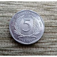 Werty71 Карибские острова 5 центов 2004 Елизавета 2 Карибы