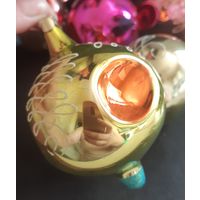 Игрушка ёлочная Завитушка золотая, стекло. СССР