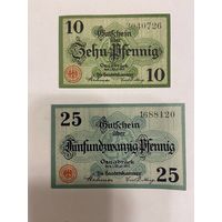 10 и 25 пфеннингов (нотгельды) 1921 г. Германия.