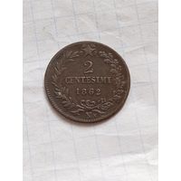 2 чентезимо 1862 года в отличном состоянии!