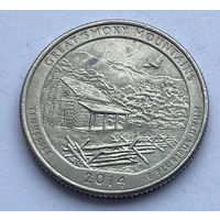 25 центов 2014 г., Национальный парк Грейт-Смоки-Маунтинс, штат Теннесси, США