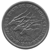 Республика Камерун. Государства Центральной Африки. 50 франков КФА 1986 Е. Фауна. Антилопы