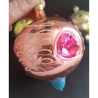 Игрушка ёлочная Завитушка розовая, стекло. СССР