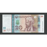 Таджикистан 20 сомони 2025 года. Тип Р-25. Состояние UNC!