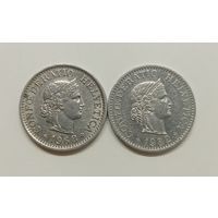 Швейцария 10 раппенов 1968 год.1986 год