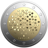 Латвия 2 евро 2022 Финансовая грамотность UNC из ролла