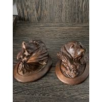 Антикварная пара Охотничьи трофеи-Резьба по дереву (Black Forest, XIX век)