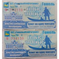 Билет на одну поездку. г. Гомель. Два билета одним лотом