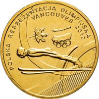 Польша 2 злотых, 2010 Польская сборная на XXI зимних Олимпийских играх в Ванкувере UNC