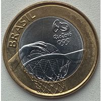 Бразилия 1 реал 2015 г. XXXI летние Олимпийские Игры, Рио-де-Жанейро 2016. Баскетбол