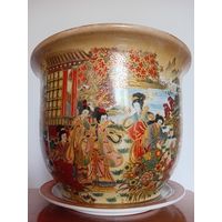 Кашпо. Стиль Шинуазри. Техника Мориаж. Японские жанровые сценки