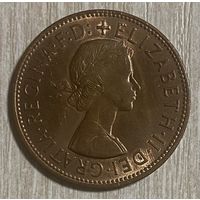 Монета 1 пенни 1967 год. Великобритания. Королева Елизавета II