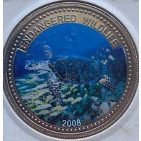 Палау 1 доллар 2008 г. Вымирающие виды. Бисса (Eretmochelys imbricata)