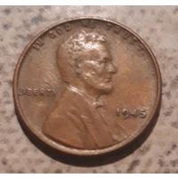 1 цент 1945 США  МД Филадельфия Пшеничный пенни
