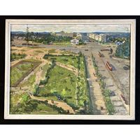 Корженевский А.С "Витебск.Площадь Черняховского", 1965г. Картон, масло. Размер с рамой 54х70 см.