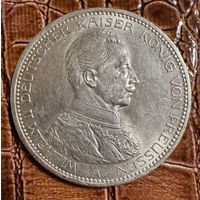 Монета 5 марок Пруссия Германская империя 1913 год. Вильгельм ll
