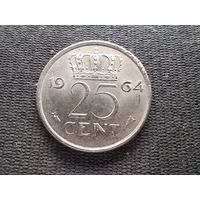 Нидерланды, 25 центов 1964,  KM# 183
