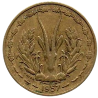 АВТОНОМНАЯ РЕСПУБЛИКА ТОГО 10 ФРАНКОВ 1957. ФАУНА. АНТИЛОПА