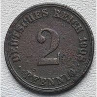 Германия 2 пфеннига 1908 A
