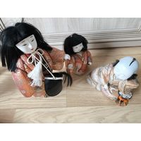 Традиционные винтажные японские куклы кимекоми.