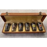 Набор из шести немецких винтажных рюмок с гербами различных городов в оригинальном футляре. Распродажа коллекции!!!