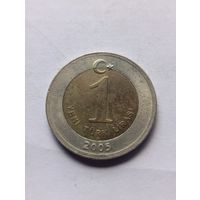 Турция. 1 лира 2005 года. (4).
