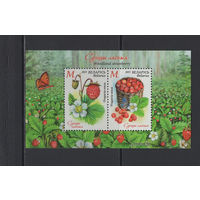 Флора Беларусь 2025 Блок марок "Земляники лесные" (с запахом лесной земляники)