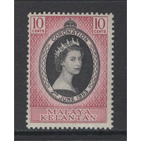 1953 Британская МАЛАЙЯ /MALAYA Kelantan* Коронация Королева Елизавета II  SG#82