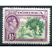 Британские колонии - Доминика - 1938/47г. - ландшафты, король Георг VI, 1 1/2 P - 1 марка - MH [Mi 95]. #4-B6-116-A-1