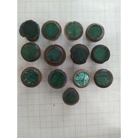 Запонки старинные. Зелёные