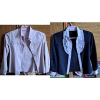 Рубашка белая и черно-белая на девочку 5-6лет, б.у-2шт