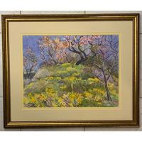 Доморад В.А "Весна в горах", 1987г., акварель. Размер 35,5х46,5 см.