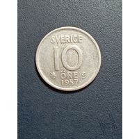 Швеция 10 эре 1957 года .