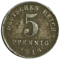 Германия 5 пфеннигов, 1918 (A)
