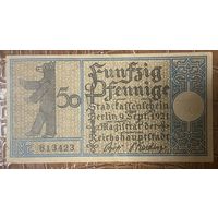 Нотгельд 50 пфеннигов 1921 год. Берлин. Веймарская республика