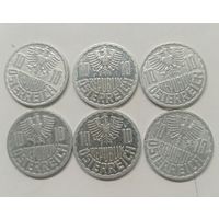 10 грошей 1968 год. 1972 год .1977 год.1980 год.1989 год.1992 год