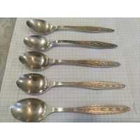 Ложка чайная мельхиоровая , лот 5  шт.