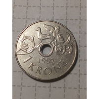 1 крона Норвегия 1997 год