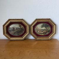 Антикварные шелкографии в багетных рамах, 2 шт. Италия. 3706