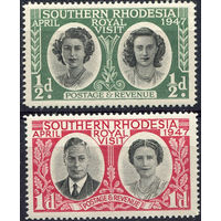 Южная Родезия 1947 ** Королевский визит, серия 2 марки, Британские колонии