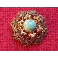 Брошь брошка. Бирюза. СССР? Чехословакия?