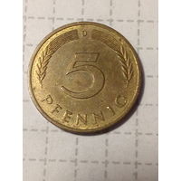 5 Пфеннигов ФРГ 1991 год D