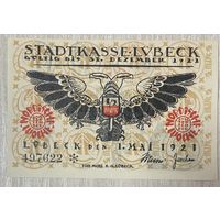 Нотгельд 50 пфеннигов 1921 год. Любек. Веймарская республика.