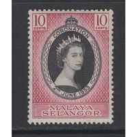 1953 Британская МАЛАЙЯ /MALAYA Selangor* Коронация Королева Елизавета II  SG#115