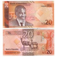 Намибия 20 долларов 2025 год Новый дизайн. Банкнота - гибрид (бумага + полимер)  UNC  НОВИНКА