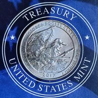 США 25 центов 2017 г. (D). Национальный исторический парк им. Дж.Р.Кларка, штат Индиана